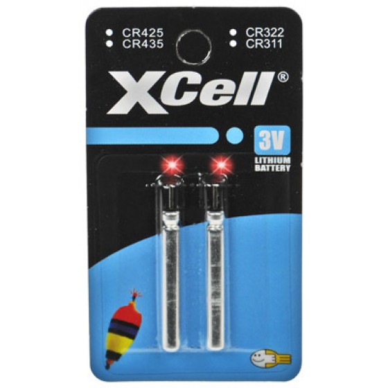 XCell Stabbatterie Typ CR435 3V für Angelposen, LED etc., 2-Blister