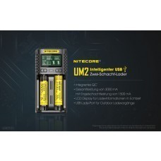 Nitecore UM2 Zwei-Slot-Ladegerät für Li-Ion, Li-Ion IMR, LiFePO4, NiMH, NiCd Akkus