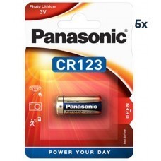 Panasonic CR123A, CR123 Photo Power Lithium battery 5 pcs.