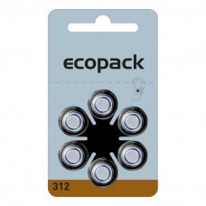 ECOPACK hearing aid batteries HA312 6pcs