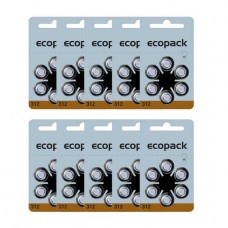 ECOPACK hearing aid batteries HA312 60pcs