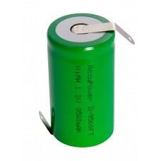 AccuPower Flat Top NiMH battery 1,2V Mono/D with solder tag Z 
