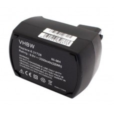 VHBW Battery for Metabo 6.25471, 9.6V, NiMH, 3300mAh