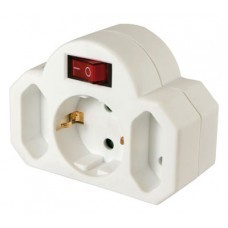 Arcas 3-way adapter plug, 1 x Schuko plug, 2 x Euro plug, with switch and child-proof lock