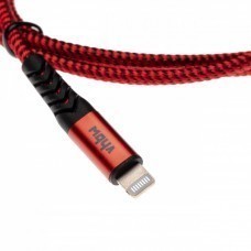 2in1 data cable USB type C to Lightning, nylon, 1m, red-black
