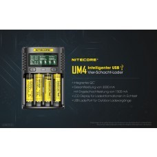 Nitecore USB Charger UM4 for Li-Ion, IMR, LiFePO4 (18650) NiMH/NiCd Batteries