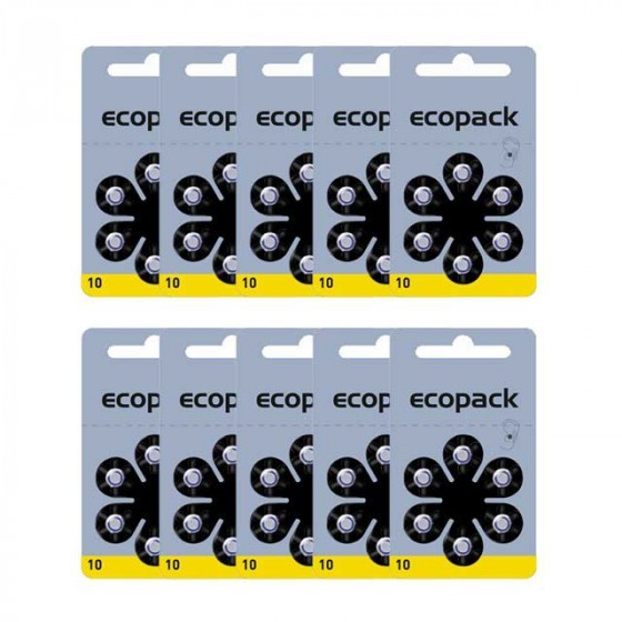 ECOPACK Pile pour appareils auditifs HA10 de Varta Microbattery 60-Box