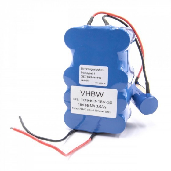 Batterie VHBW pour Bosch BBHMove6, NI-MH, 18V, 3000mAh