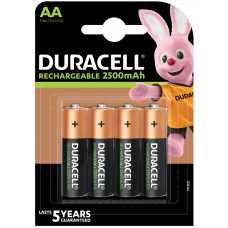 Batterie rechargeable Duracell AA, Mignon, HR06 2500mAh, pack de 4 piles