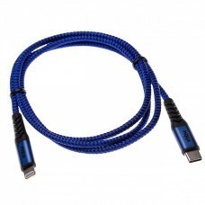 Câble de données 2 en 1 USB type C vers Lightning, nylon, 1 m, bleu-noir