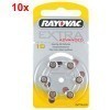 Paquet de 60 piles auditives Rayovac Extra HA10, PR70, 4610