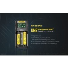 Caricabatterie Nitecore UM2 a due slot per batterie Li-Ion, Li-Ion IMR, LiFePO4, NiMH, NiCd