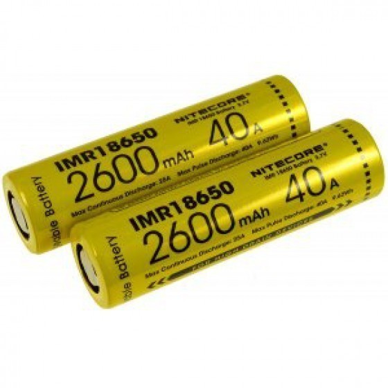 Batería Nitecore Li-Ion tipo IMR18650 2600mAh / 40A, 2 piezas