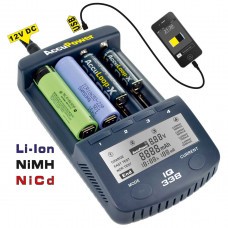 cargador AccuPower universal IQ338 con salida USB Li-Ion / Ni-Cd / Ni-MH