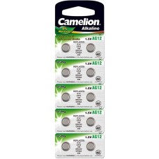Pila de botón Camelion AG12, G12, LR43, 186, SR43W, GP86A, 386, V386, paquete de 10