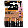 Paquete de 8 pilas AAA / Micro Duracell Plus MN2400