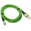 Cable de datos 2 en 1 USB 2.0 a Lightning, nailon, 1,80 m, verde-negro